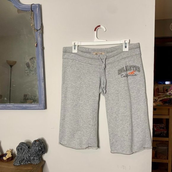 Hollister Pants - Size S,  2000s vintage light grey cotton Bermuda sweat-shorts from Hollister Co.